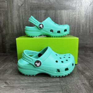 CROCS Classic Kids size 10 Lagoon Teal Clogs